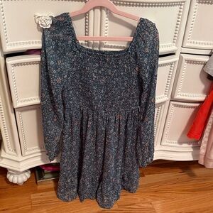 art class Blue Floral Smocked Long-Sleeve Dress